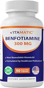 Vitamatisk benfotiamin 300 mg 90 Vegetariske kapsler - også kaldet Fat Opløselig Vitamin B1 (90 Greve (pakke med 1)) (1 flaske)
