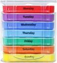 Ugentlig Pill Organizer til 1 dag 4 gange forsyning, KIGI 7 dage Stabile Pill Dispenser Vitaminer Containers (Rainbow)
