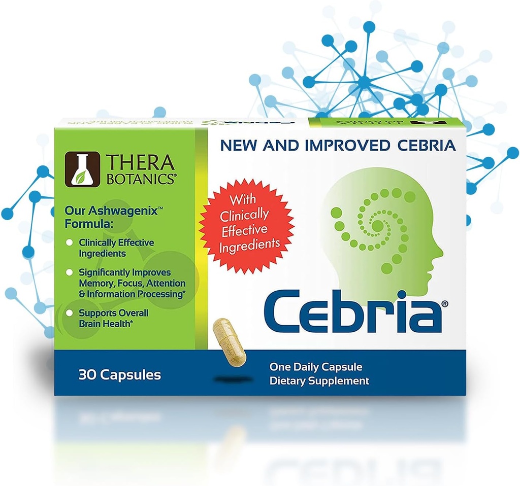 Cebria Brain Supplement for mænd, kvinder og seniorer - Nootrop Sikker og effektiv hukommelse supplement til tilbageholdelse, Genbrug & aldersrelaterede hukommelsestab (30 Tæl)