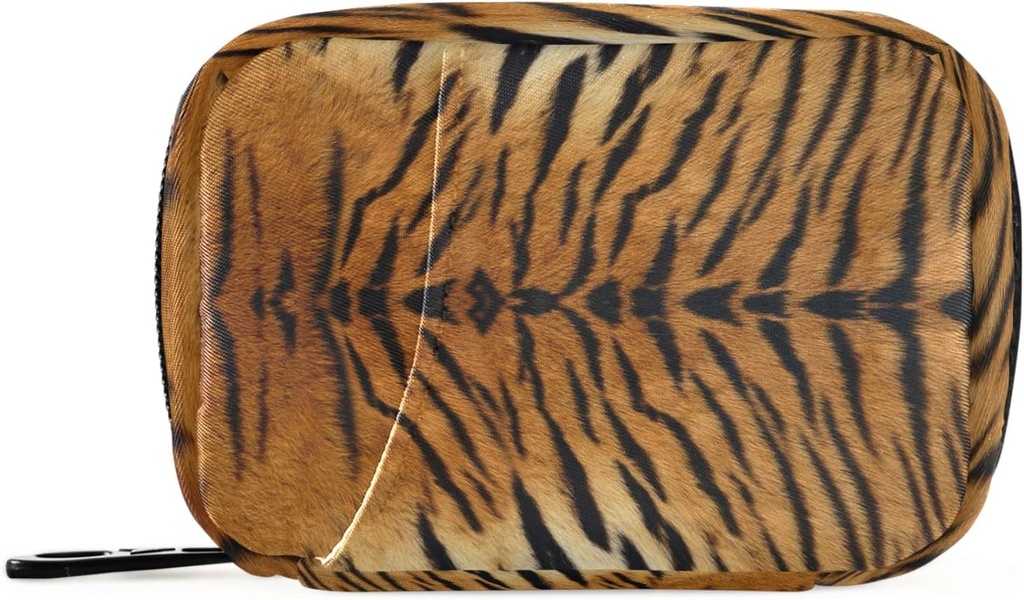 Animal Tiger Print Pill Box 7 Dag Pill sag Rejse Pill Organizer Bag med lynlås Portable ugentlige sag Compact størrelse for Vitamin Supplement Holder