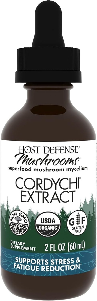 Host Defense CordyChi Extract - Energi & immunforsvar Support - Cordyceps & Reishi Mushroom Supplement for afslapning & Respiratory Support - Støtte mod træthed - 2 fl oz (60 Servere) *