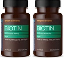 Elementer Vegan Biotin 5000 mcg - hår, hud, negle, 130 kapsler (4 måneders forsyning) (Packaging May Vary) (pakke med 2)