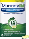 Mucinex DM 12Hr Chest Congestion & Hough Medicine For voksne, Cold and Hough Medicine for Excess Mucus Relief, 600 mg Guaifenesin & 30 mg Dextromethorphan HBr, 68 Bi- Layer Tablets