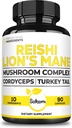 Satomi Reishi Supplement Complex 5000Mg - 10in1 Kombineret med Lions Mane, Cordyceps Sinensis, Chaga Mushroom & andre - 90 kapsler til 3 Måneder