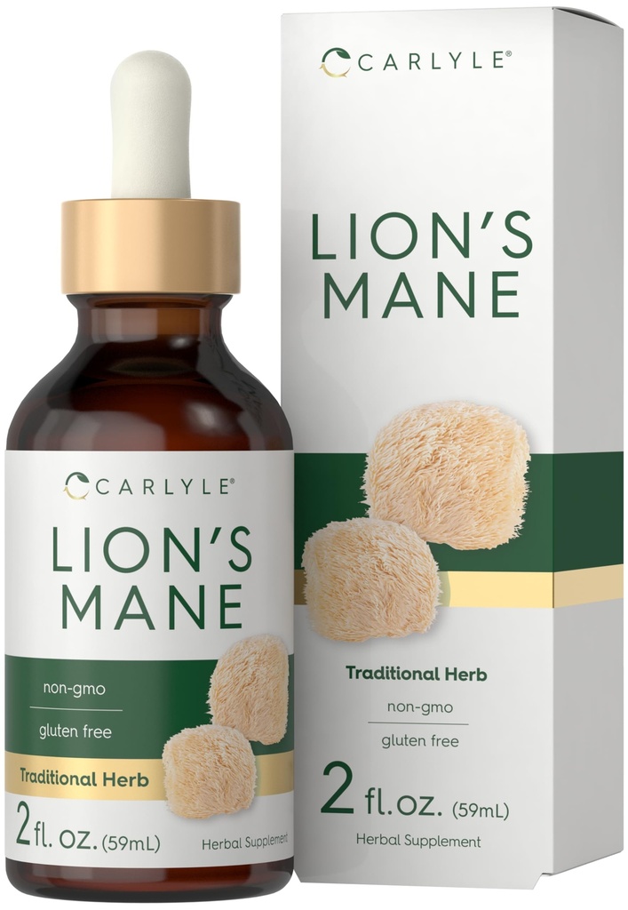 Carlyle Lions Mane Mushroom Supplement: 124; 2 Fl Oz; 124; Flydende ekstrakt: Tinktur: 124; Vegetar: 124; Non- GMO, Gluten Free