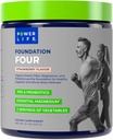 POWERLIFE Foundation Four Green Drink med Pre & Pro Biotics, Essential Magnesium, 2 Serveringer af grøntsager, Jordbær Flavor 30 Serveringer
