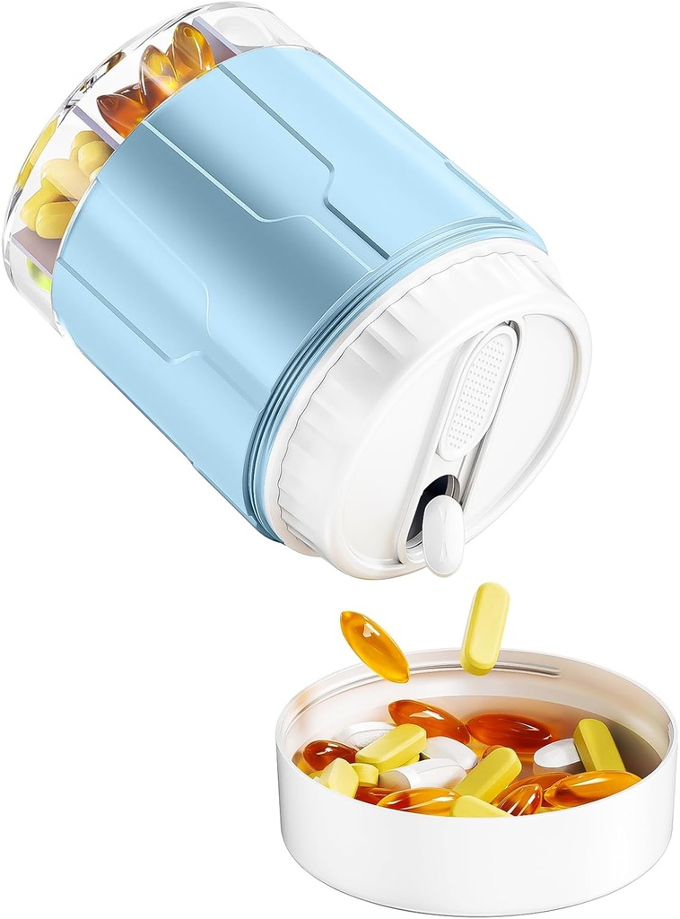 Odaro Extra Large Pill Organizer, Travel Pill Box Organizer, Daily Medicine Organizer og Storage 7 Segment til at holde medicin, Vitamin og tillæg - Blå