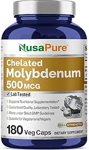 NusaPure Chelated Molybdæn 500 mcg 180 Vegetariske Caps (Vegan, Non- GMO)