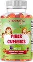 Vitamatic Kids Prebiotic Fiber Gummies - Ekstra styrke 4g Fiber - Zero Sugar Added - 60 Pectin- baserede Gummies - fordøjelsesmæssig sundhed og regelmæssighed støtte