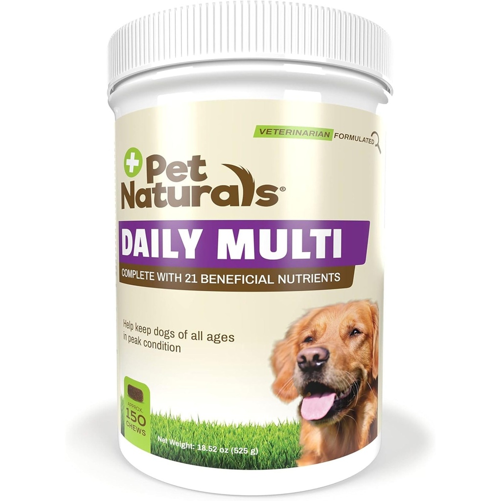 Pet Naturals Daily Multivitamin til hunde, Veggie Flavor, 150 Tyg - Yummy Tyg med Aminosyrer, og Antioxidanter - Understøtter energi, Metaboliske funktion og Pet Wellness