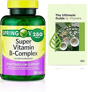 Sprin Val- Ley Super Vitamin B- Complex tabletter Kosttilskud Kosttilskud Størrelse, 250 Tæl (Over 8 Måneder Tilgang) + Eksklusiv Vtmx Vitamin Guide (2 Genstande)