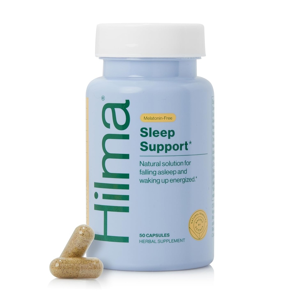 Hilma Sleep Aid Formuleret med Magnesium & L- Theanin, Natural Sleep Aids for voksne til at hjælpe dig med at falde søvn og bo Assoil Melatonin-fri, Non- Drowsy Næste dag Formel, 50 Veganske Kapsler