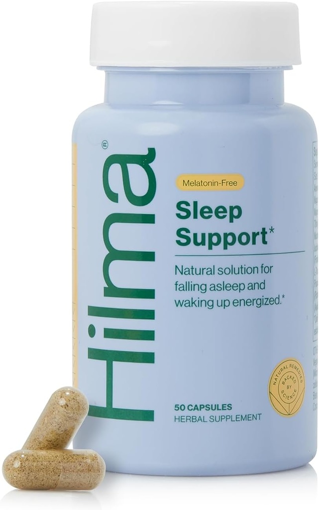 Hilma Sleep Aid Formuleret med Magnesium & L- Theanin, Natural Sleep Aids for voksne til at hjælpe dig med at falde søvn og bo Assoil Melatonin-fri, Non- Drowsy Næste dag Formel, 50 Veganske Kapsler