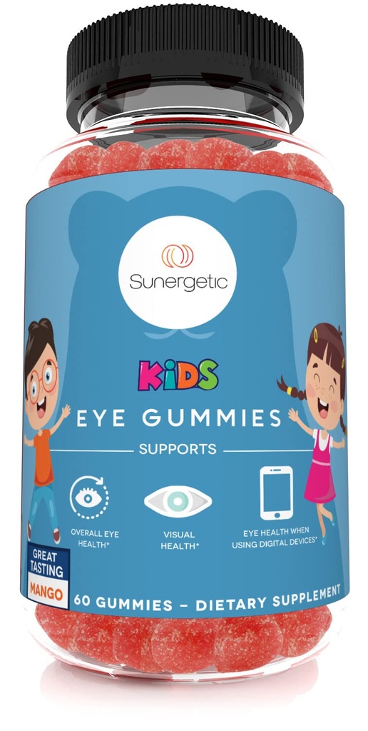 Premium Eye Support Gummies for Kids - Lutein med Zeaxanthin Understøtter Samlet Øje Sundhed, Vision & Macular Health- Klinisk Studerede Lutein & Zeaxanthin med Lutemax 2020-60 Gummies
