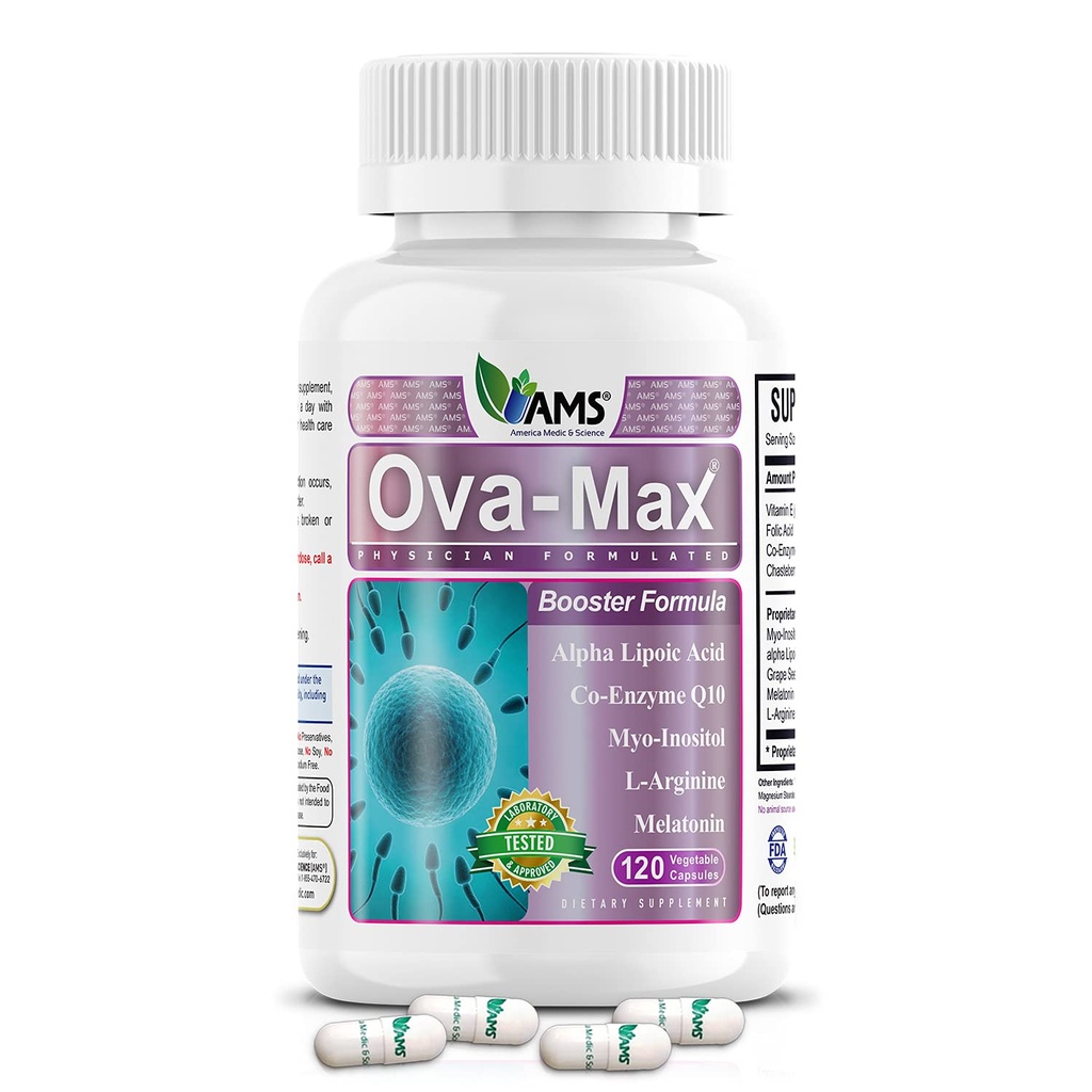Amerika Medic & Science OVA- Max Prenatal Vitaminer til kvinder (120 kapsler) øger fertilitet og ovulation Medical 124; Graviditet og kvindelige predection kosttilskud med CoQ10, folinsyre, og Myo- Inositol