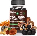 9 i 1 Mushroom Gummies med Lions Mane for Focus Supplement og energi Kosttilskud til støtte immunsystem De- Stress Boost Mood & Energy 60 Greve Kombucha Flavor