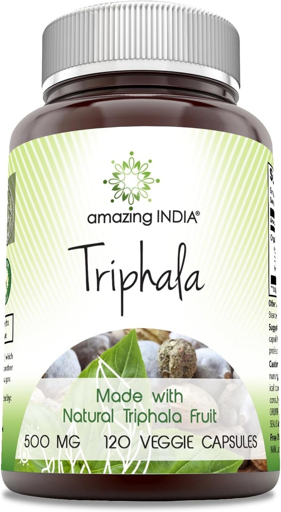 Amazing India Natural Triphala Supplementary 124; 500 Mg per Serving