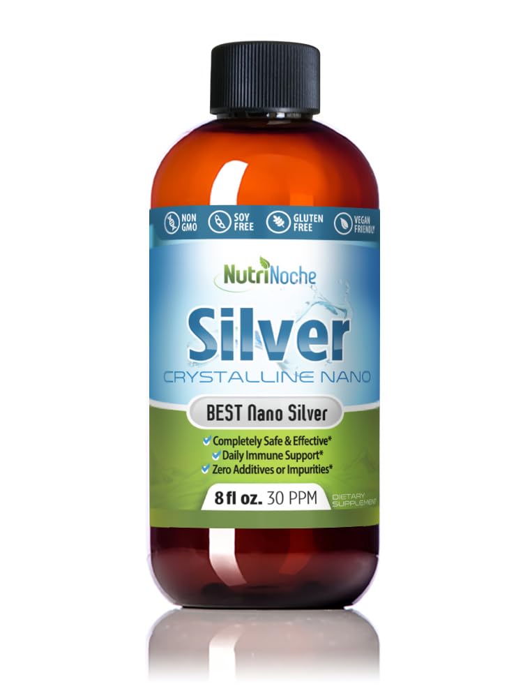 NutriNoche Colloidal Silver Liquid - Premium Silver for immunforsvar - Organic Plata Coloidal para Tomar - 99,99% Ultra Pure Nano Particles for Optimal Absorption - 30 ppm 8 oz