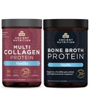 Ancient Nutrition Multi Collagen Protein Powder, Vanilla, 24 Servere + Bone Broth Protein Powder, Vanilla, 20 Servere