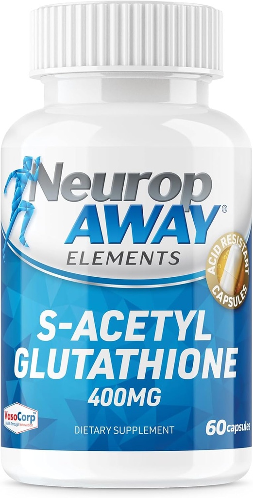 Neuropawayelementer S- Acetyl- Glutathion 400mg syreresistente kapsler 60ct (60 400mg kapsler Per flaske) 3. part testet Made in a cGMP Facility