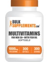 BulkSupplements.com Multivitamin til mænd 50 Plus Softgels - Mænds Daglige Vitaminer, Multimineral Supplement - Komplet Multivitamin med Fish Oil - 1 Softgel per servering, 300 Greve (pakke med 1)