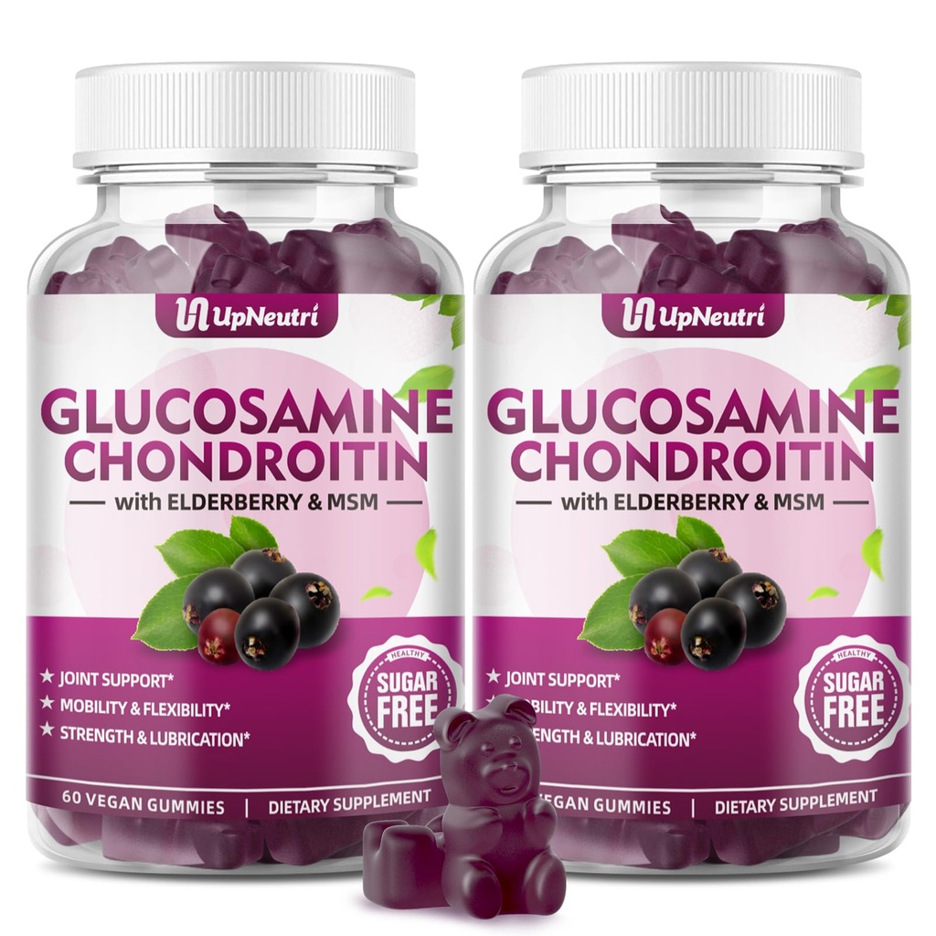 Glucosamin Chondroitin Gummies Sugar Free, Extra Strength 1500mg Glucosamin with Chondroitin MSM & Turmerisk, Joint Support for Men & Women Joint Health (120 Count (Pack of 2))