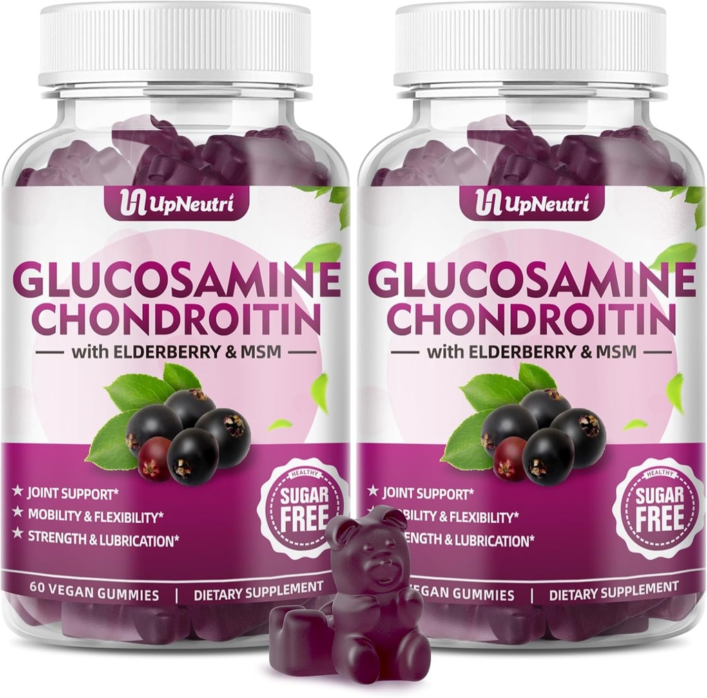 Glucosamin Chondroitin Gummies Sugar Free, Extra Strength 1500mg Glucosamin with Chondroitin MSM & Turmerisk, Joint Support for Men & Women Joint Health (120 Count (Pack of 2))