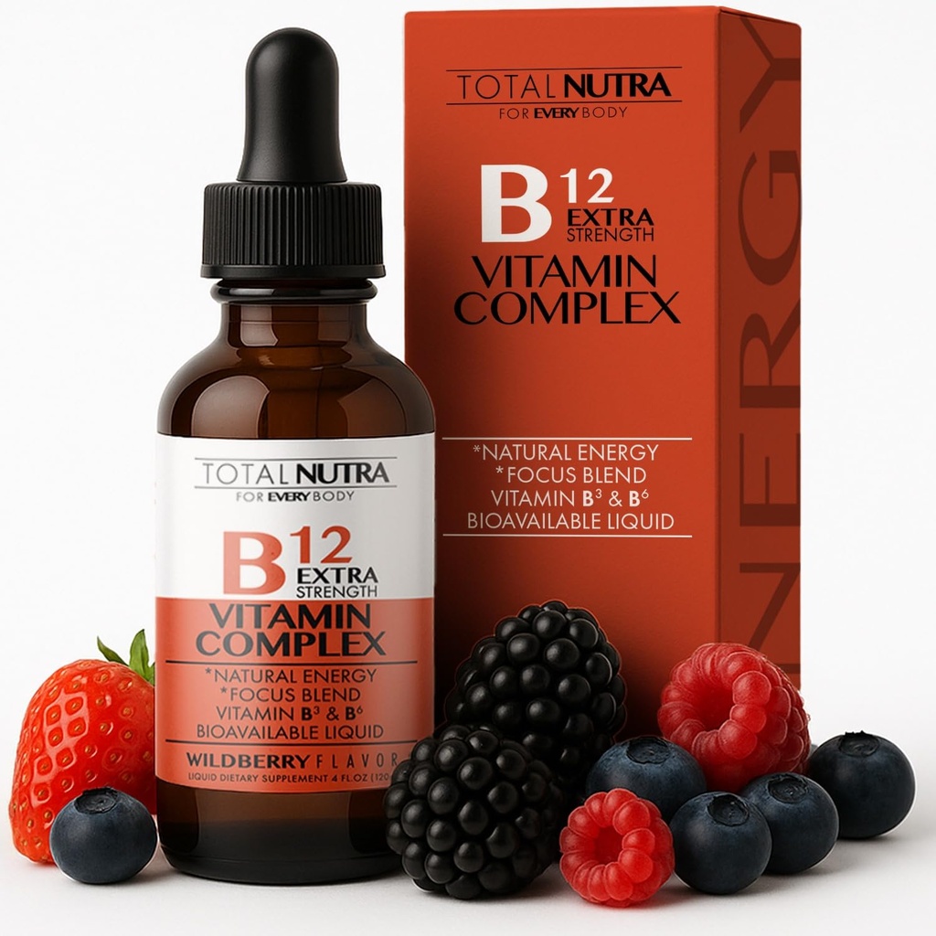 Ekstra styrke Væske B12 Vitamin Drops - Vitamin B12, B6, B3- Vegan og ikke GMO- Instant Energy, Focus & Metabolisme Support med grøn te, Carnitin & Ginkgo Biloba- Alternativ til B Complex Capsule