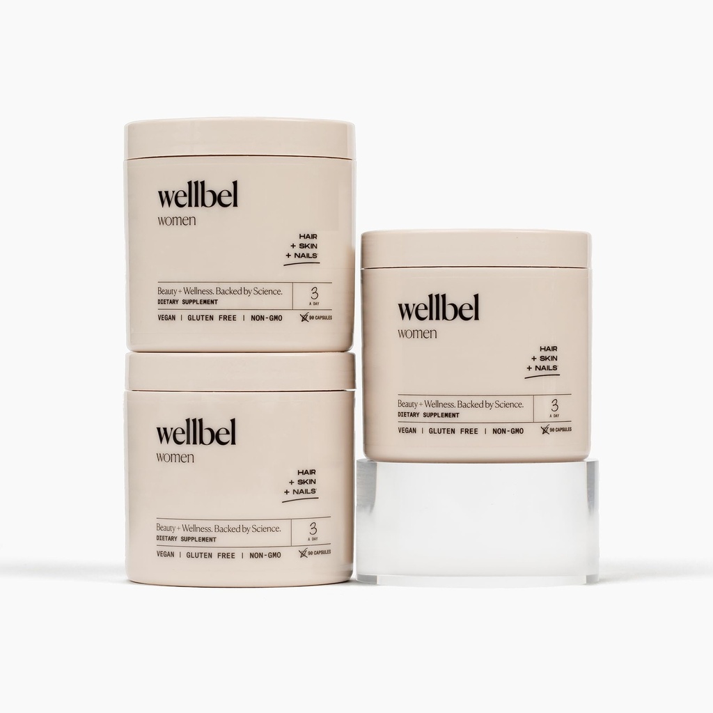 WELLBEL Kvinder Ren supplement til hår, hud og negle, Vegan, Gluten Free og ikke GMO 90 Greve (3 Pack)