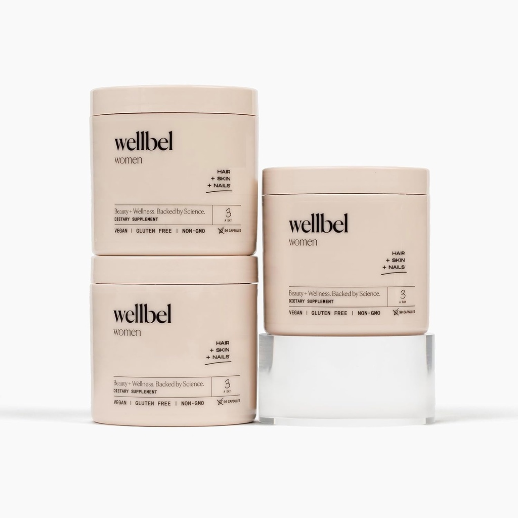 WELLBEL Kvinder Ren supplement til hår, hud og negle, Vegan, Gluten Free og ikke GMO 90 Greve (3 Pack)