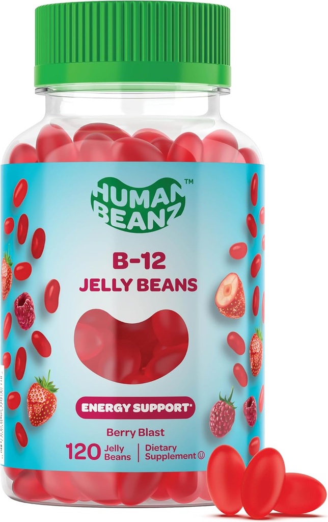 Metyleret vitamin B12, Jelly Bean gummies for voksne, hjerne sundhed og energi booster, sundt hår, hud, og negle, Nutritional Vegetar Kosttilskud, 120 Jelly Bønner