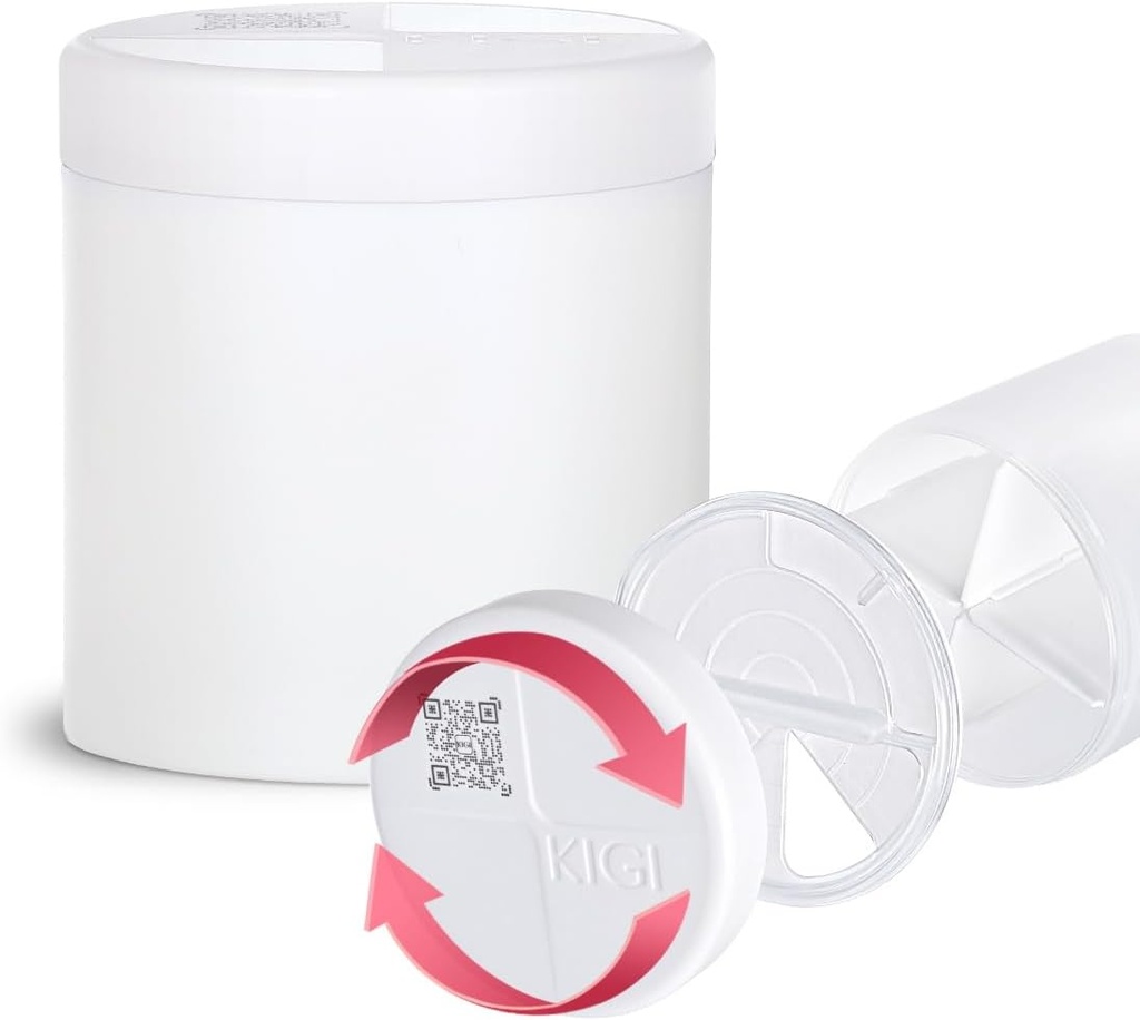 Ekstra stort supplement Organizer med 4 Compartments Easy Open Pill Dispenser Månedlig medicin Vitaminer Organizer Opbevaring Pill Flasker, Hvid