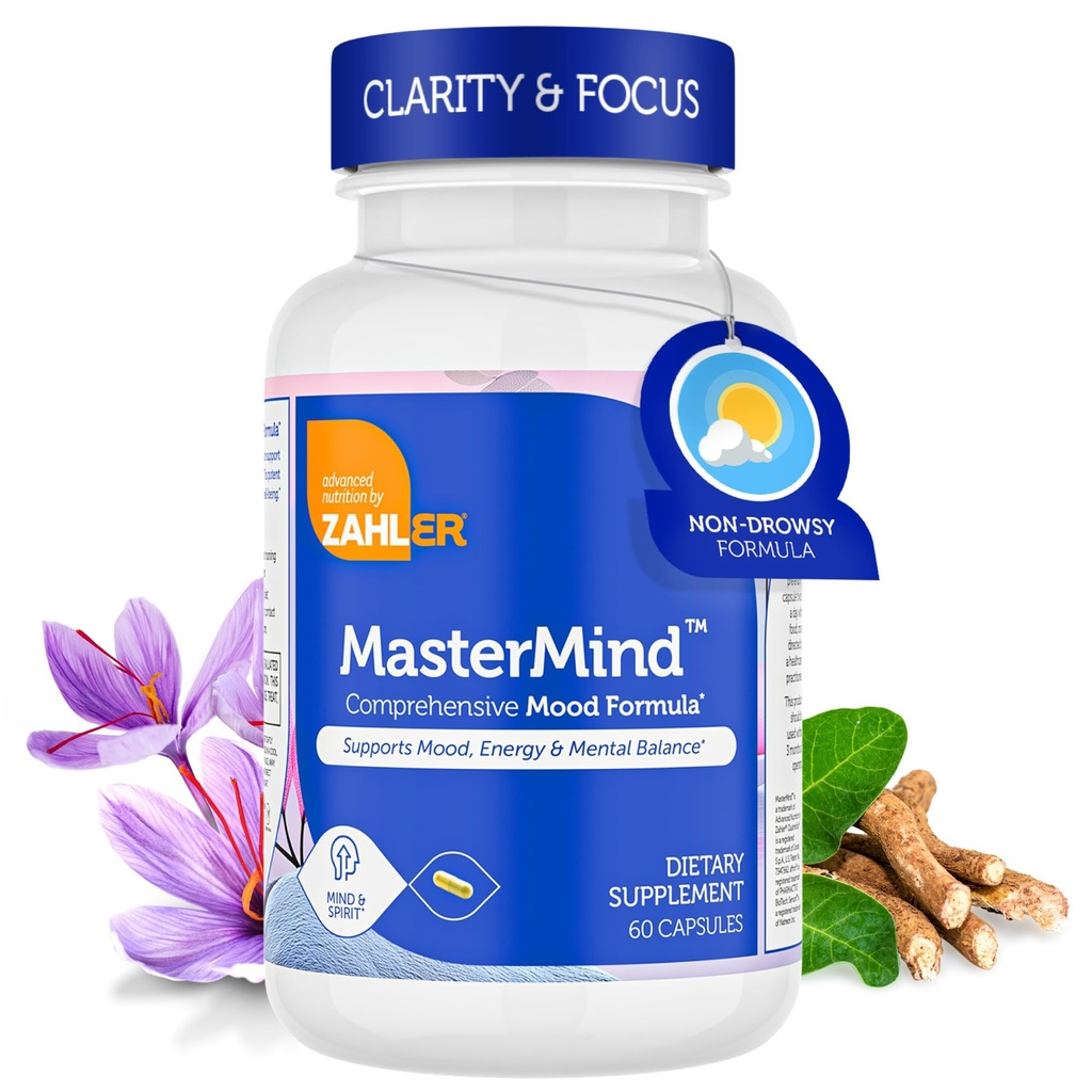 Zahler Mastermind, Omfattende Mood Formel, Understøtter Mood Afslapning og Mental Balance, Certificeret Kosher, 60 Kapsler
