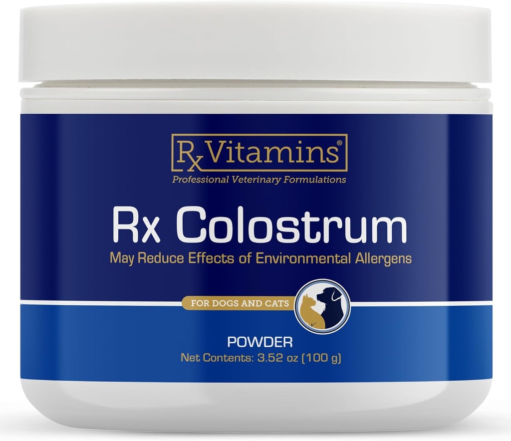 Rx Vitaminer Colostrum til hunde & katte - Hele kvæg Colostrum Powder - Kat & hund supplement Ideel immunforsvar, fremmer fordøjelse sundhed & allergy support - 3.52 oz (100g)