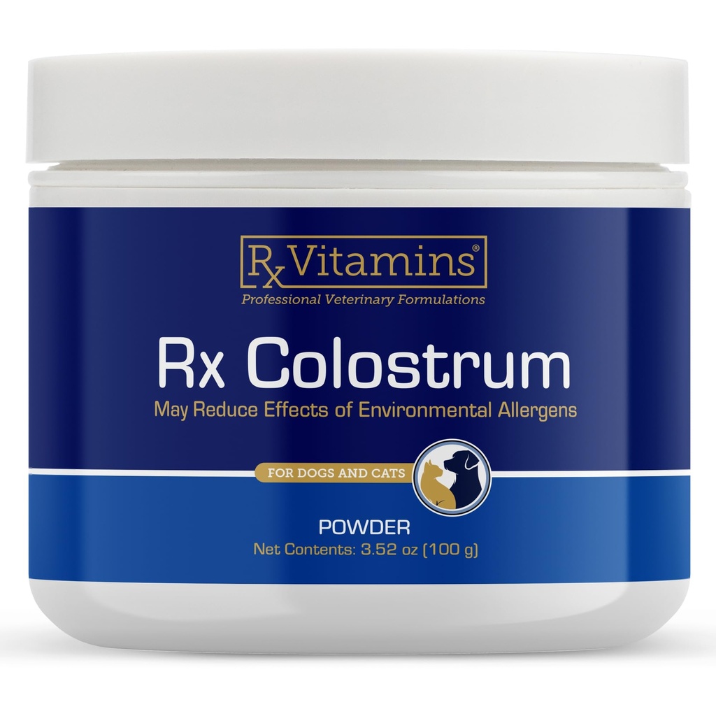 Rx Vitaminer Colostrum til hunde & katte - Hele kvæg Colostrum Powder - Kat & hund supplement Ideel immunforsvar, fremmer fordøjelse sundhed & allergy support - 3.52 oz (100g)