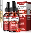 Triple Magnesium Complex Supplement, Magnesium Glycinate, Blend, Citrate Liquid Drops 1000mg med Ashwagandha, CoQ10, Vitamin B6, C, D, Zink -Support Calm Stress Relief, Ben, Muscle, Mood 2 Pack