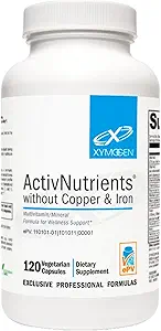 XYMOGEN ActivNutrients without Copper & Iron - Multimineral Multivitamin for mænd + Kvinder med Folate, B12, Zink og C-vitamin, Beta Caroten, Selenium Supplement - Daily Multivitamin (120 kapsler)