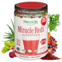 MacroLife Naturals Miracle Reds Superfood Supplement Powder Antioxidanter Polyphenoler Enzymes Probiotika - Raw Non- GMO Organic Vegan Gluten & Dairy Free (30 Servere)