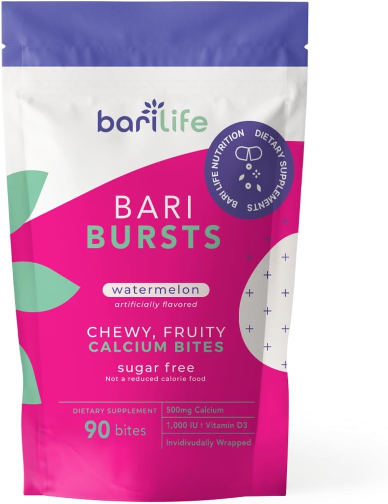 Calcium Citrate Bariatric Calciumtyggere med 1000 IE D3-vitamin - Ideel til BariBurst patienter - BariBurst by Bari Life (Watermelon)
