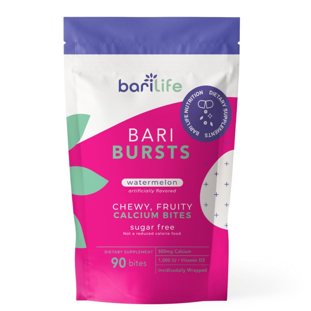 Calcium Citrate Bariatric Calciumtyggere med 1000 IE D3-vitamin - Ideel til BariBurst patienter - BariBurst by Bari Life (Watermelon)