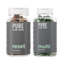 Rene for mænd Multivitamin, 120 kapsler & Nulstil Detox supplement, 30 kapsler