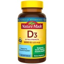 Nature Made Vitamin D3 5000 IE (125 mcg) Softgels, Extra Strength Vitamin D supplement til ben og immunforsvar, 360 greve, 360 dages forsyning