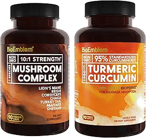Bioemblem gurkemeje supplement med BioPerine og champignon kompleks