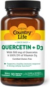 Country Life Quercetin 500 mg kapsler med vitamin D3 800 IE - immunsupporttilskud til voksne - daglige immunboostere - Quercetin immunsystem Boost, 90 kapsler
