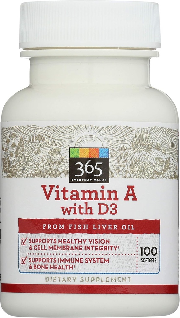365 af Whole Foods Market, vitamin A med D3, 100 ct
