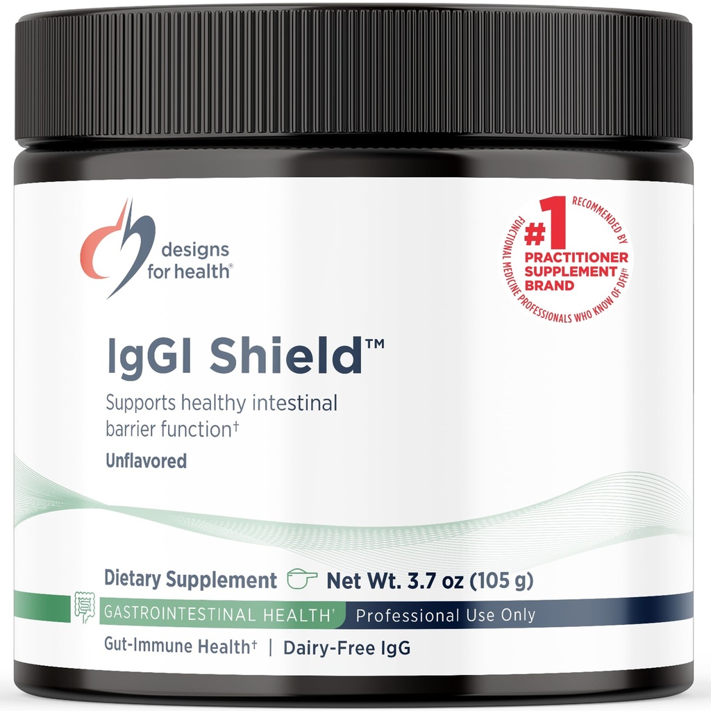 Design for sundhed IgGI Shield Powder - Dairy- Free Imunoglobulin IgG supplement, SBI med N- Acetyl- Glucosamin - Understøtter sund intestinal barrierefunktion (3.7oz / 30 Servering)