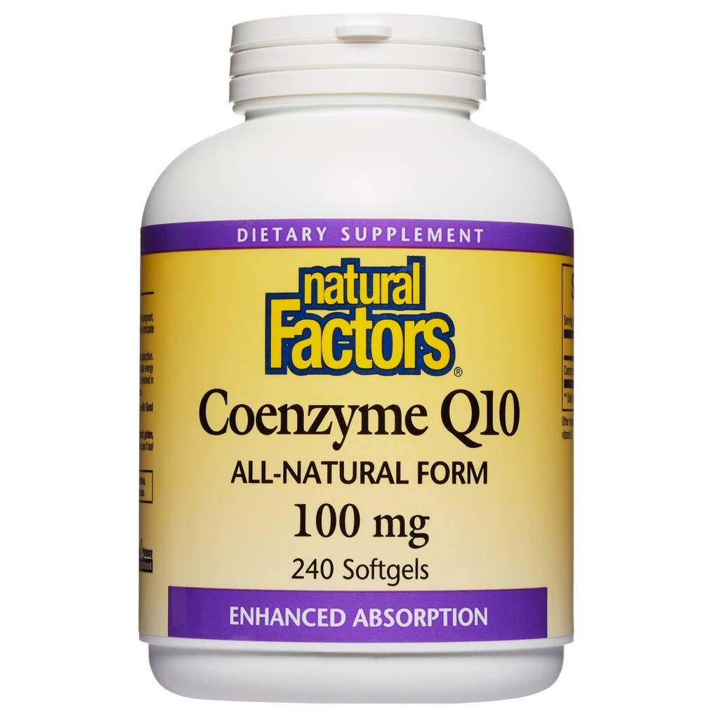 Naturlige faktorer Coenzym Q10 - Antioxidant Support Understøtter Cellular Energy Production - Bedre Absorption Aids Sund hjerte funktion - 100 mg, 240 Softgels (240 Servere)