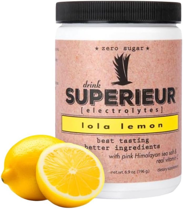 Superieur Electrolytes - Plant baseret Electrolyte Supplement w / Sea Minerals for Hydration & Recovery - Keto Friendly, Non- GMO, Zero Sugar, Vegan Sund Sport Drikke Powder - Lola Lemon (70 Servere)