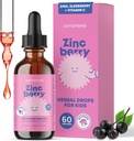 JoySpring ZincBerry - Kids Zink & Vitamin Supplement (2 fl oz) immunsupportdråber med Elderberry Flavor til børn 2-16 + År
