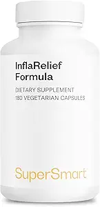 Supersmart - InflaRelief Formel - med tumerisk curcumin, Bioperine, Quercetin & bromelain - 124; Non- GMO & Gluten Free - 180 vegetariske kapsler